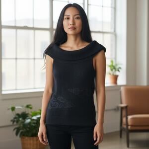 Bebe Sweater Y2K Sleeveless Angora Lace